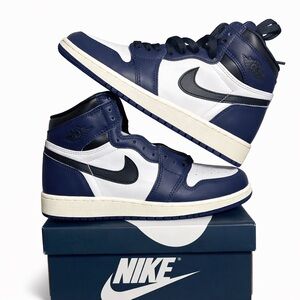 🆕 Nike Air Jordan 1 Retro High Navy Blue Black White Sail New in OG box